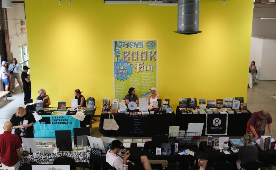 An aerial shot of the Athens Art Book Fair.