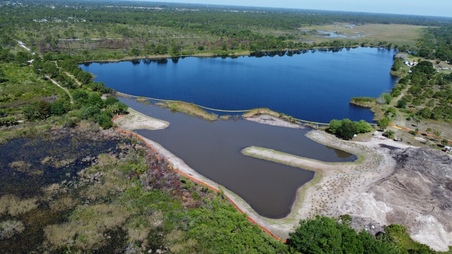 Aerial view of the new wetland designed to help capture and clean storm water