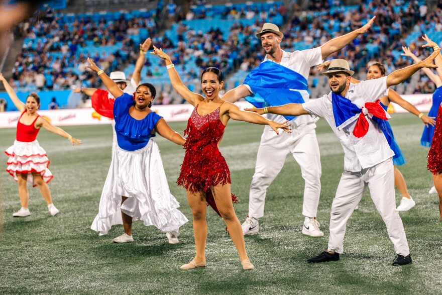 Rumbao Latin Dance Company performed during halftime at the 2023 Por La Cultura Charlotte FC match.