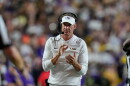 LSU head coach Lane Kiffin reacts in the first half of an NCAA college football game against Clemson, Saturday, Sept. 5, 2026 in Baton Rouge, La. (AP Photo/Gerald Herbert)