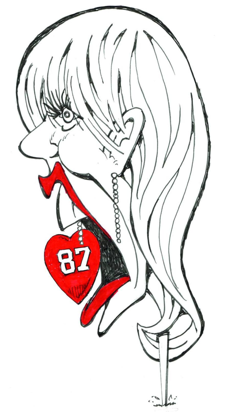 Dowling's drawings could be very unflattering, like his take on Taylor Swift.