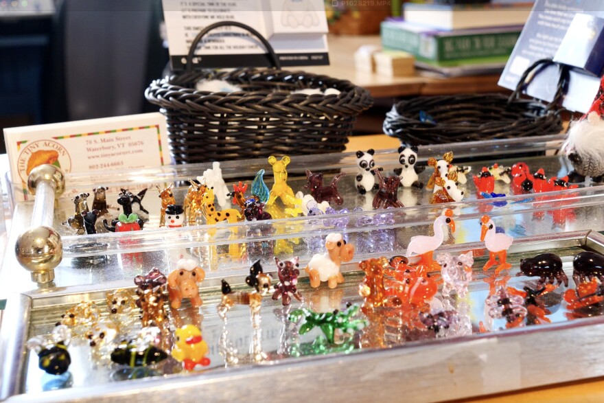 Glass animals on display at The Tiny Acorn.