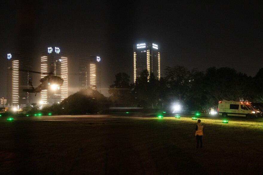 Released Israeli hostages are brought to Schneider Hospital via helicopter in Petah Tikvah, Israel.