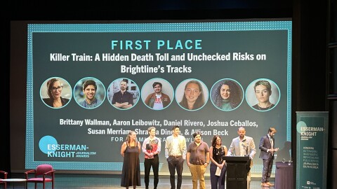 The Miami Herald and WLRN News won first place Monday night, June 15, 2026, at the annual Esserman-Knight Journalism Awards, securing the top honor for a year-long joint investigation into the Brightline passenger rail system.