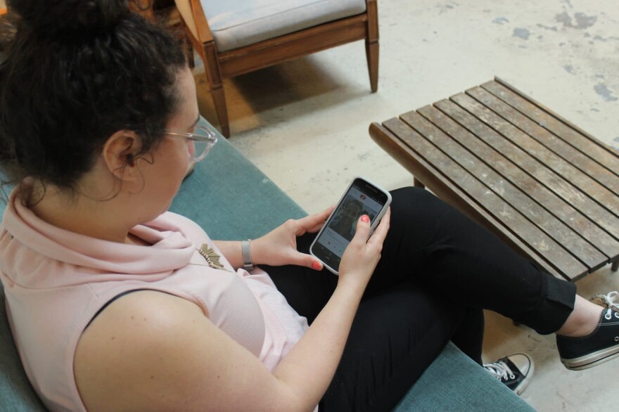 JoAnna Wendel who uses dating apps said that Trump supporters cause her to swipe left. (Mikaela Lefrak/WAMU)