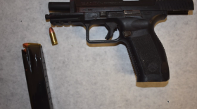 The prosecutor says Rodney Barnes fired one shot at police with this handgun.