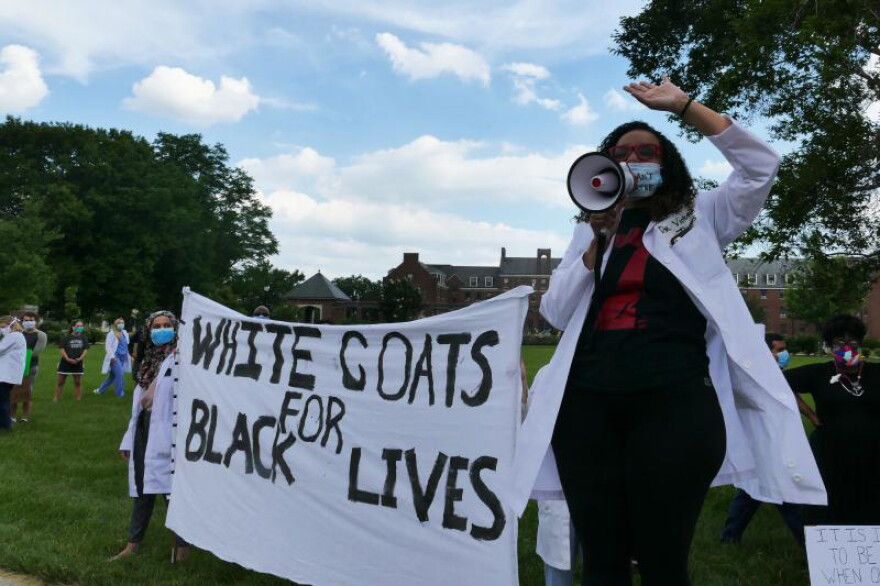 Dr. Victoria Thomas organized a White Coats for Black Lives march in June to bring awarness to racial disparities in the medical community.