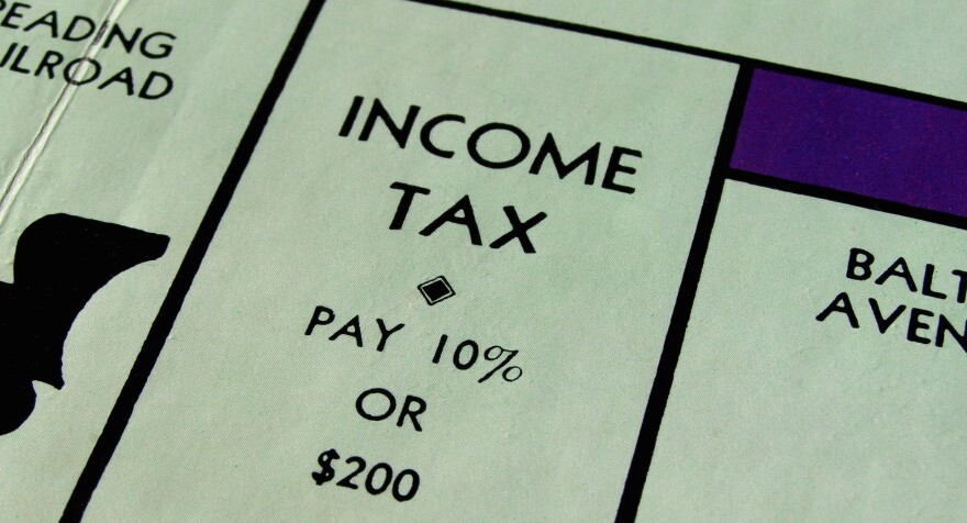 Income tax space on a Monopoly game board