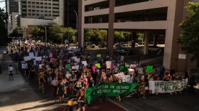 Demonstrators in Austin marched to the state Capitol on Friday in protest of the U.S. Supreme Court’s decision to overturn Roe v. Wade.