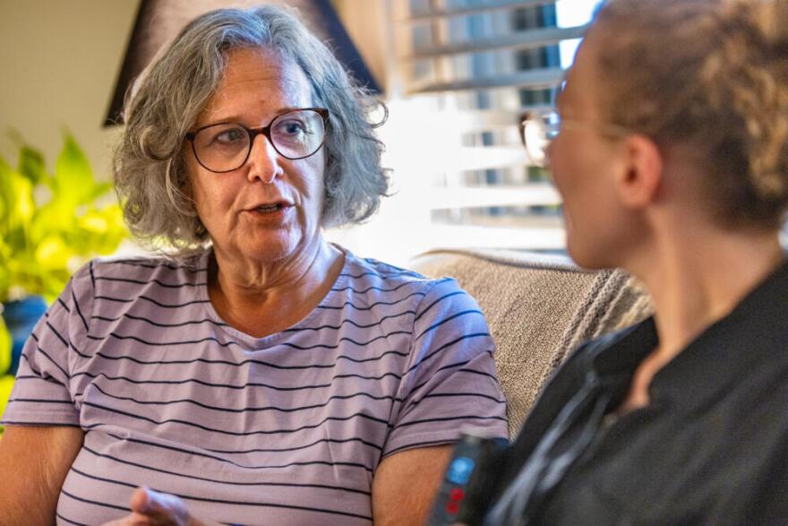 Pam McColl reflects on meeting Jacqui for the first time. (Jesse Costa/WBUR)