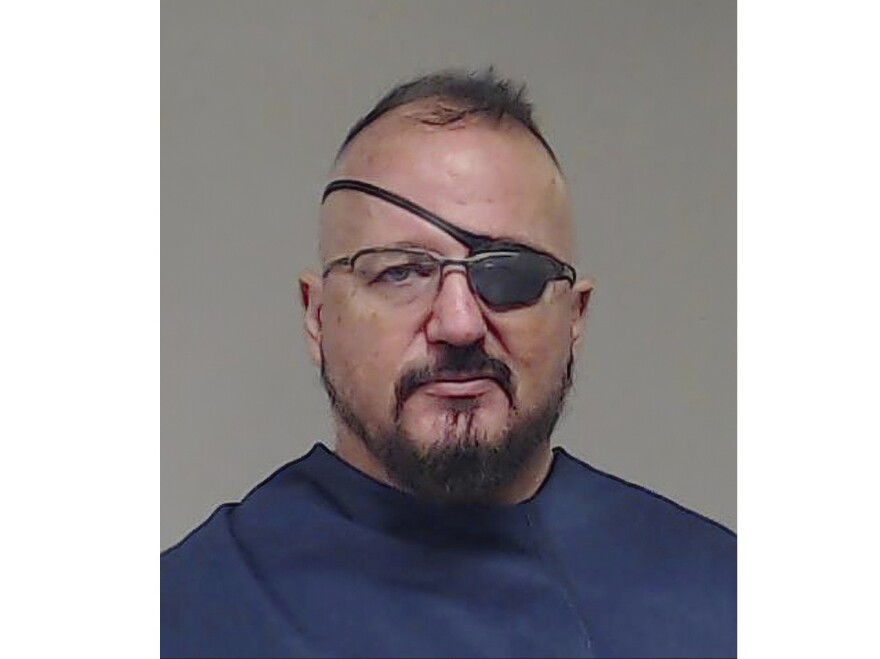 This photo provided by the Collin County Sheriff's Office shows Stewart Rhodes. Prosecutors have filed seditious conspiracy charges against Rhodes, the leader of the far-right Oath Keepers militia group and 10 suspected associates.