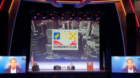 The Detroit Economic Club hosts Michigan's gubernatorial candidates, Democrat Jocelyn Benson and Republican John James (via Zoom) on September 16, 2026.