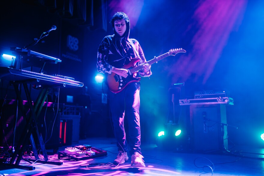 Foxing performs during one of their last shows as a band at Delmar Hall on Friday, Dec. 5, 2025, in St. Louis’ West End neighborhood.