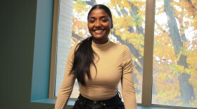 Carmin Wong poses for a photo in the Burrowes Building on Wednesday, Nov. 12, 2025 in University Park, Pa. Wong is the State College Borough's first ever poet laureate, and a PhD candidate at Penn State.