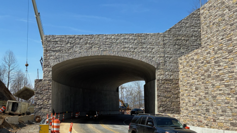 A land bridge under construction over a highway in Graham County, North Carolina will help wildlife cross the road safely.
