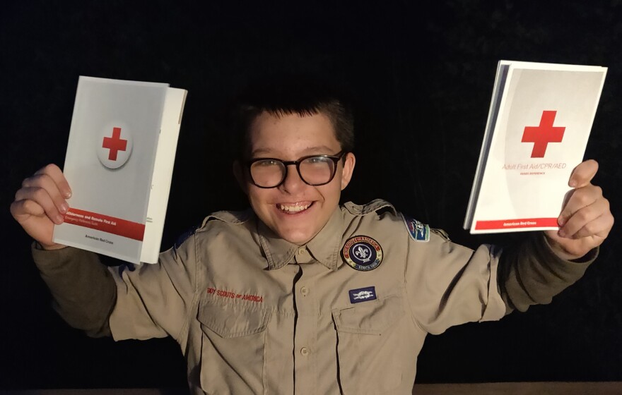Scout John Hayes participates in a first-aid Scouting America program through the Greater St. Louis Area Council several years ago. He's now 18 years old, and earned every Merit Badge the program offered before he aged out of being an Eagle Scout this year.