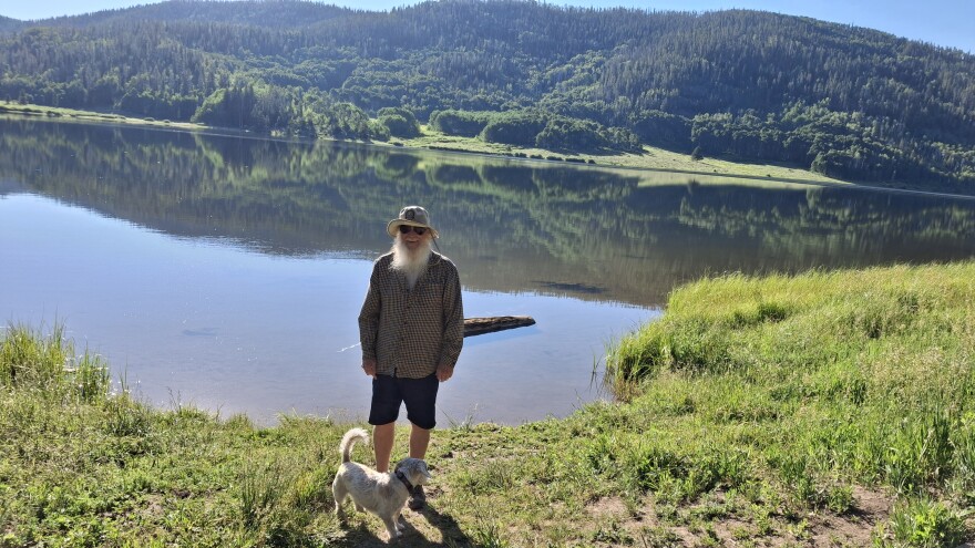 Shane Tucker and his dog Percy at Pearl Lake in northwest Colorado.