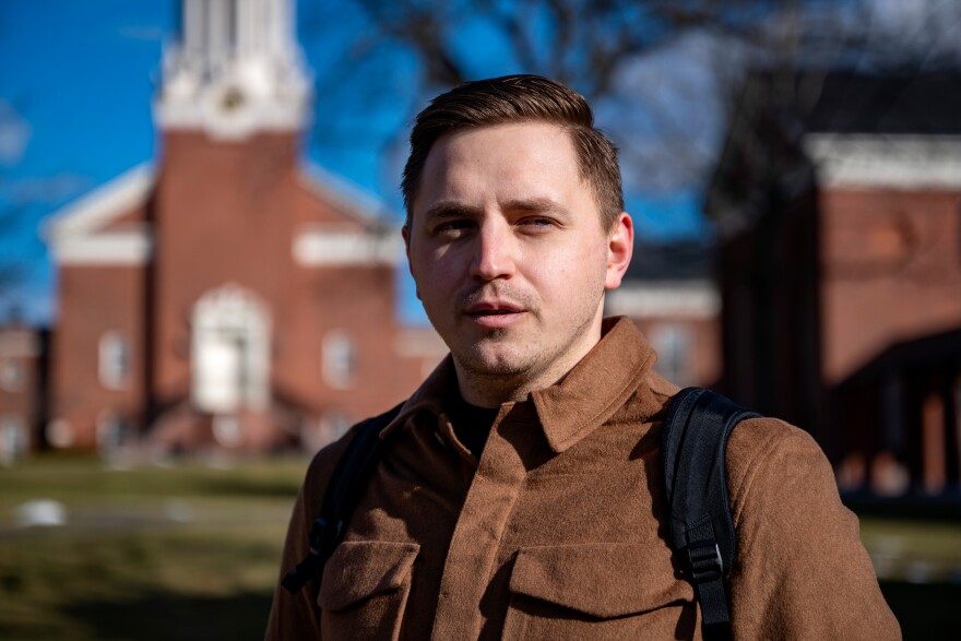 Vasyl Matsyuk, a Ukrainian-American student at Yale Divinity School describes his time in class as an escape of sorts. Lectures force him to pay enough attention to pull his mind away from Ukraine.