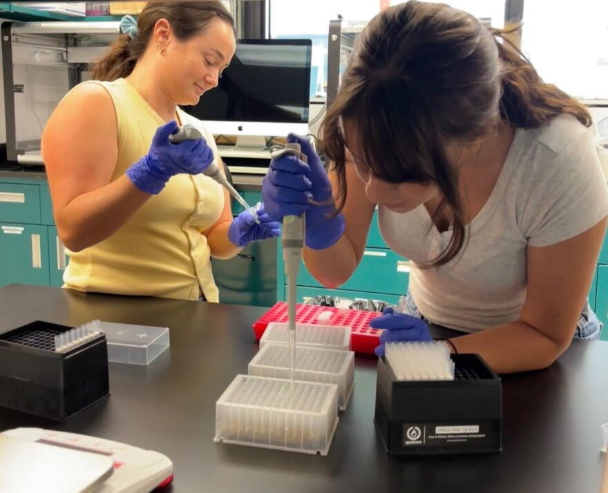 Cuban-American Lya Noreiga, 21, (right) at her internship at the University of Miami’s Rosenstiel School of Marine, Atmospheric and Earth Science, where she researched coral reefs and king mackerel populations.