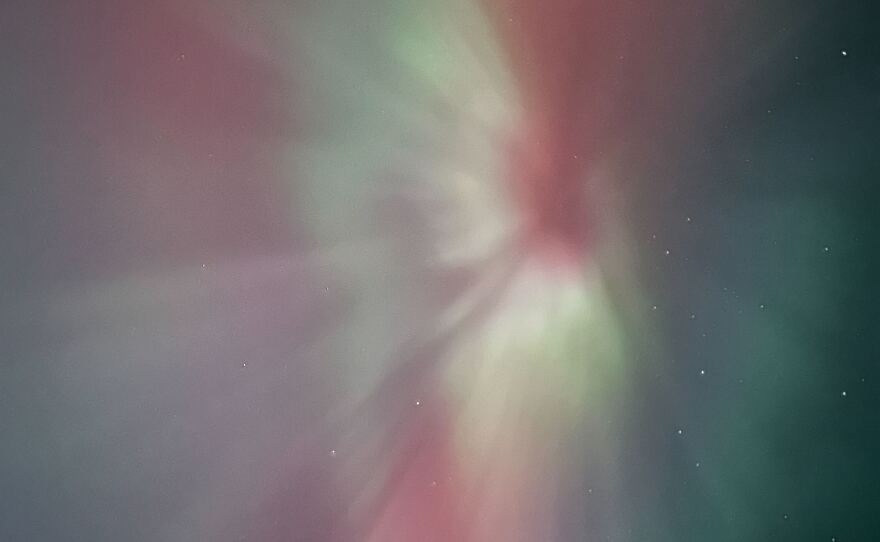 The aurora seen on the Dalton Highway a few miles north of Fairbanks on Nov. 11, 2025.