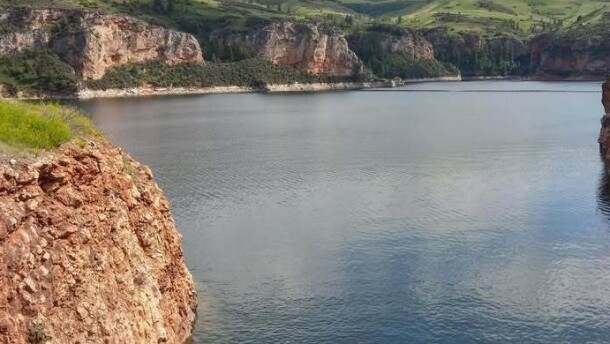 Bighorn Lake from the top of Yellowtail Dam