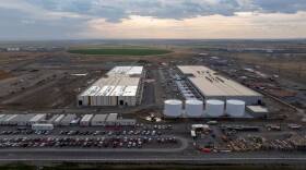 Construction is seen at an Amazon Web Services data center on Thursday, Aug. 22, 2024, in Boardman, Ore.