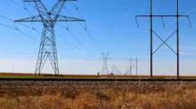 Power lines extend out from the Oklaunion coal-fired power plant near Vernon, Texas.