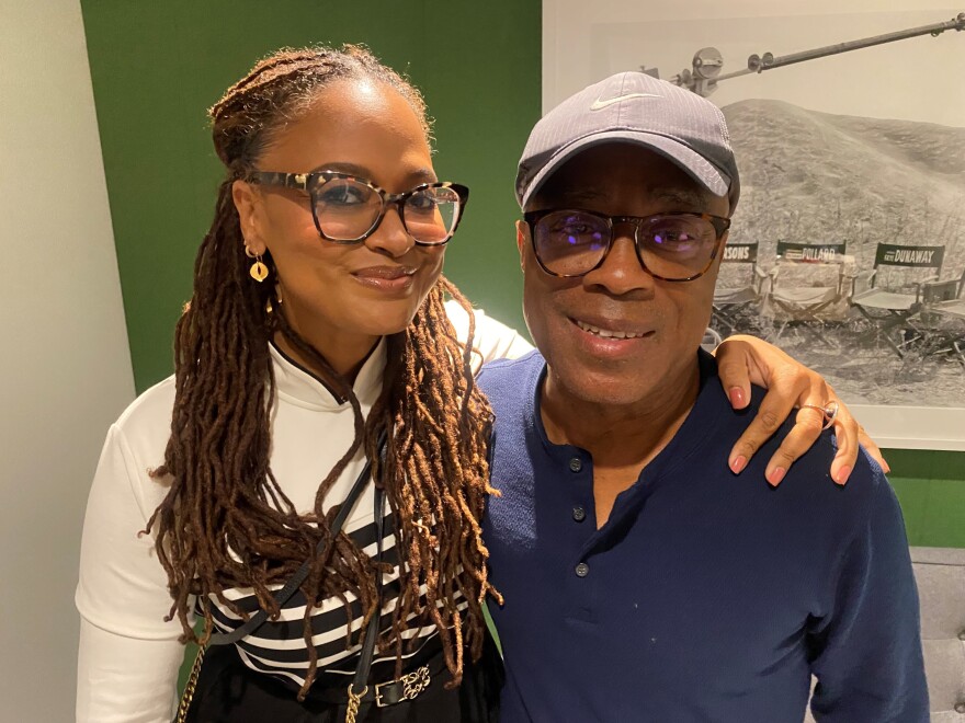 Filmmakers Ava Duvernay and Charles Burnett at the Academy Museum's exhibition "Regeneration: Black Cinema 1898-1971."