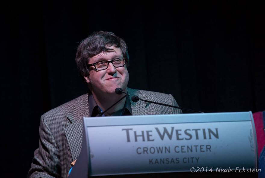 Bob McWilliams accepts Folk Alliance Award in Kansas City, Mo., 2014