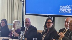 MassDOT Undersecretary Jonathan Gulliver, third from left, discussed the impact of snow storms on the current fiscal year at a Joint Ways and Means Committee hearing at UMass Amherst on Tuesday, March 10, 2026. 