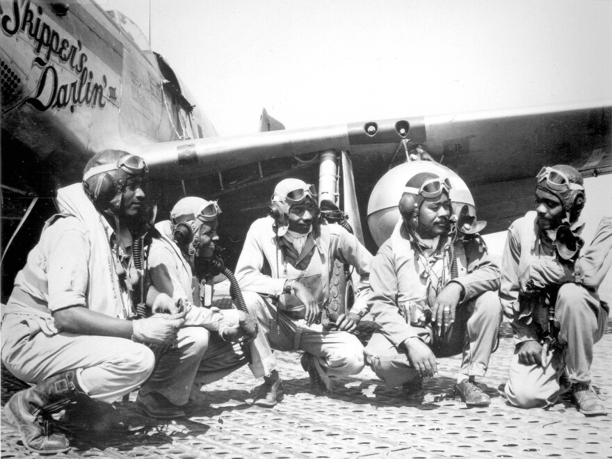 August 1944, Italy. From left: Lt. Dempsey W. Morgan; Lt. Carroll S. Woods; Lt. Robert H. Nelson Jr.; Capt. Andrew D. Turner and Lt. Clarence P. Lester were pilots in the elite, all-Black WWII fighter group known as Tuskegee Airmen. The Norfolk Historical Society is hosting a lecture on the group.