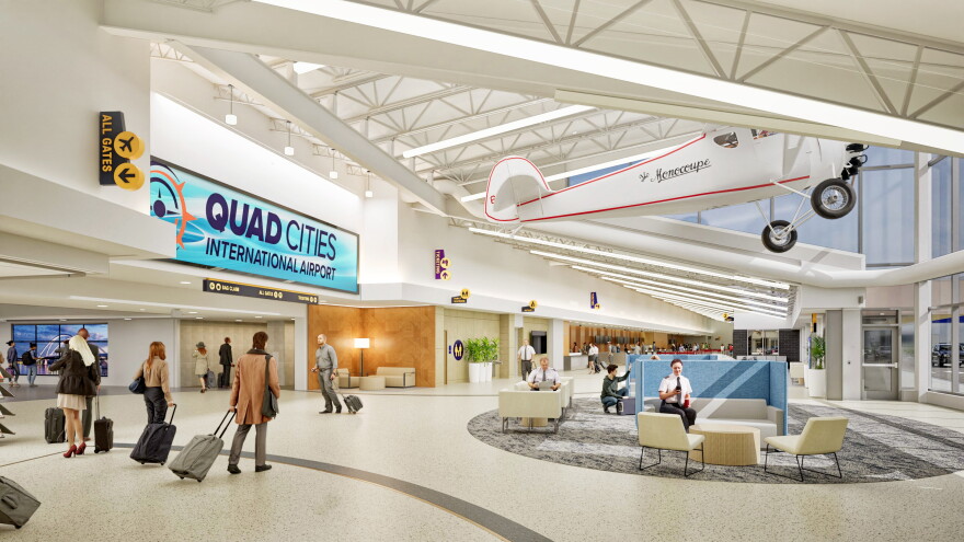 A rendering of the refurbished airport terminal, featuring new terrazzo flooring, to be done by December 2027.