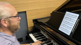 Zachary Ridgway plays music by Bach in the KPAC Performance Studio.