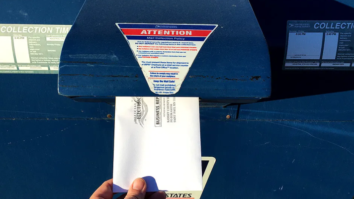 A ballot is sent by mail.