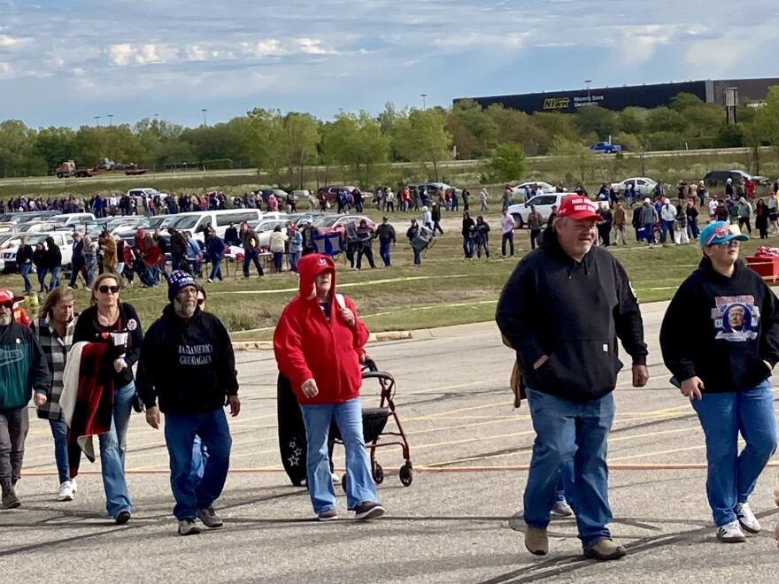 Hundreds of Trump supporters were in line early Monday to get into Park City's Heartland Credit Union Arena for a rally. Doors are set to open at 2:30 p.m.