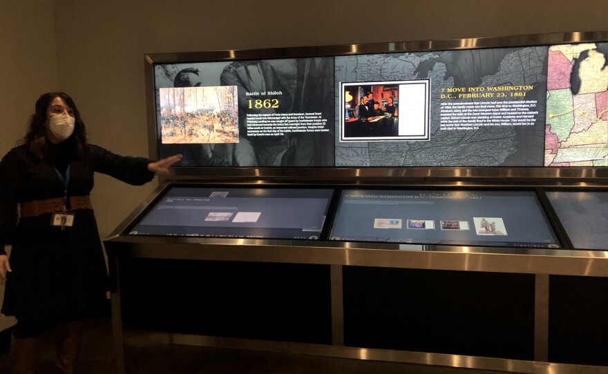 Senior Lincoln librarians Emily Rapoza and Jessie Cortesi show off the various technologies and artifacts kept within the new Rolland Center for Lincoln Research at the main branch of the Allen County Public Library on Friday, January 7, 2022. The center is now open to the public and showcases a collection of Former President Abraham Lincoln's personal items, which the library has had for more than a decade.