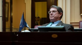 Republican Sen. Richard Stuart sits in the Senate chamber in Richmond, January 16, 2026. Stuart is trying install a solar farm on property he owns that is under a conservation easement.