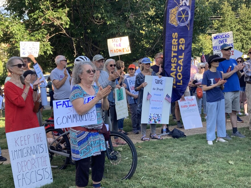 Hundreds more assembled in downtown Charlottesville to support organized labor and to protest Trump Administration policies.