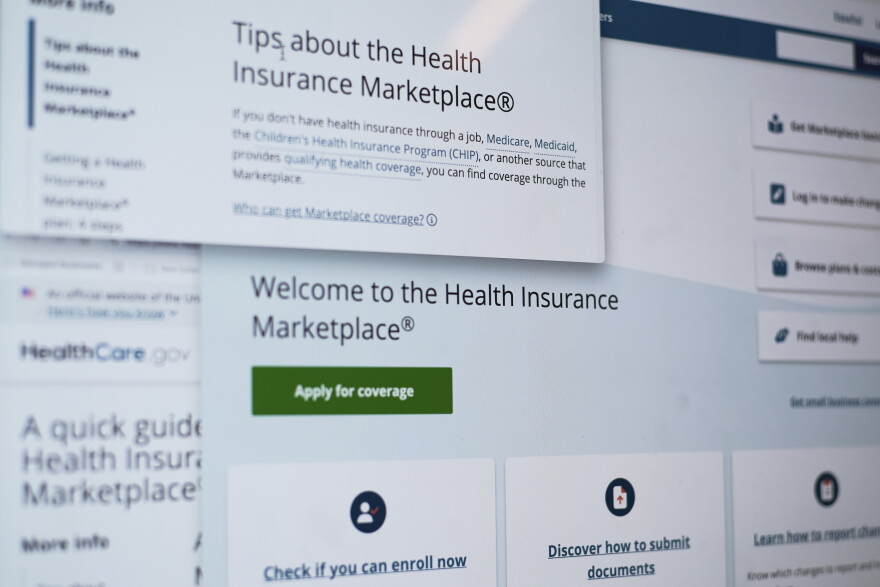 Pages from the U.S. Affordable Care Act health insurance website healthcare.gov are seen on a computer screen in New York on Tuesday, Aug. 19, 2025. (AP Photo/Patrick Sison)