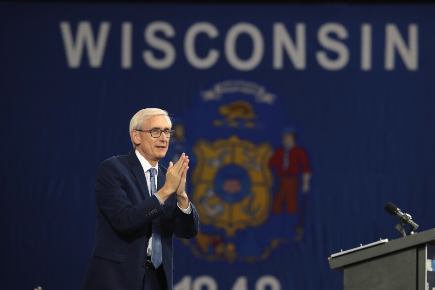 Tony Evers, Democratic candidate for governor of Wisconsin, speaks at a rally in Milwaukee. Evers defeated Republican Gov. Scott Walker.