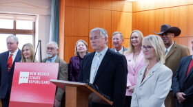 Senate Minority Floor Leader William Sharer (R-Farmington) and House Minority Leader Gail Armstrong (R-Magdalena) were among the Republican legislators that addressed the press following the legislative session