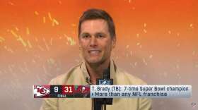 Tom Brady addresses the media after the Tampa Bay Bucs' 31-9 Super Bowl victory over the Kansas City Chiefs at Raymond James Stadium on Feb. 7, 2021. Photo: NFL / Youtube