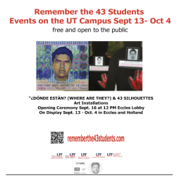 images from the art displays: photos of students, red handprints, names and biographies