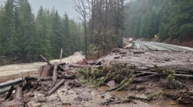 Slide damage at milepost 72 on U.S. 2, in a photo shared by the Washington State Department of Transportation on Dec. 11, 2025.