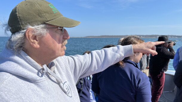 Dale Leavitt, an oyster farmer and marine scientist, gives a tour of the on-water operation at West Island Oysters, an oyster farm he co-owns in Nasketucket Bay, off Fairhaven.