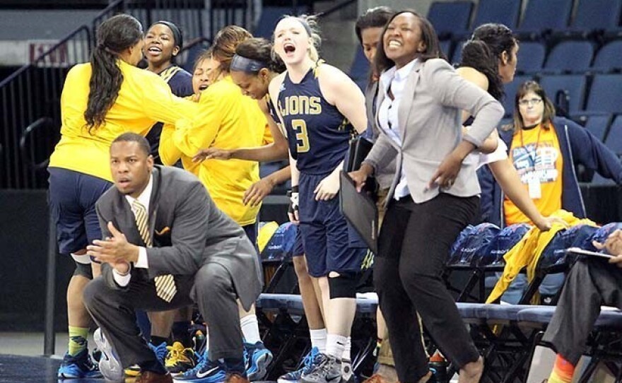The Texas A&M University-Commerce women's basketball team earned an upset victory over favored Cameron University, 80-65, in Allen on March 5.