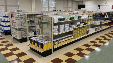 The teacher supply store, housed at the Young Men's Leadership Academy at 415 Gabriel in San Antonio, TX. The store opened on World Teacher Day-October 5-to offer teachers free school supplies.
