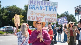 Margaret Schraft says the March 28, 2026 No Kings protest was the first one in Scott's Valley.