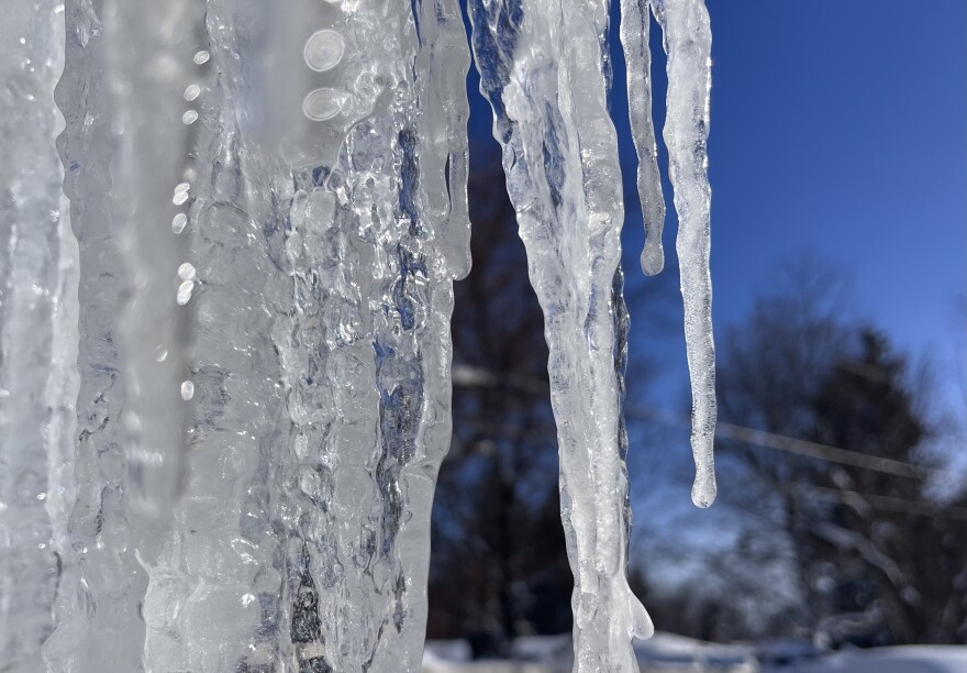 Icicles hang from a roof in Billings.