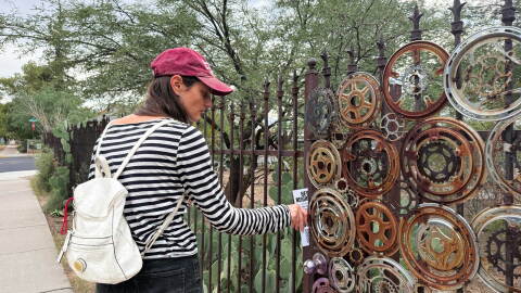 Lee Ziesche with Public Power for Tucson, canvassing in the Armory Park neighborhood outside of downtown Tucson, Ariz. on Saturday, Oct. 10, 2026.